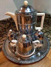 Vintage 1950's Kosy Kraft Heatmaster Coffee Tea & 2 Egg Cup Set Chrome Bakelite 