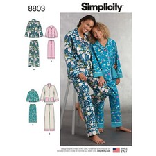 SIMPLICITY 8803 MISSES & GIRLS LOUNGE PANTS SHIRT Pattern Size S-L XS-XL PYJAMAS