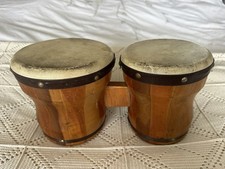 Vintage Wood & Sheep Skin Leather Bongo Drums - Great shape and condition.