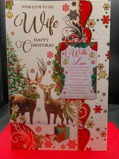 WIFE CHRISTMAS CARD 9"X6" XMAS CUTE TRADITIONAL WITH WALLET KEEPSAKE