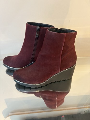 Moda pelle burgundy wedge - pelle,