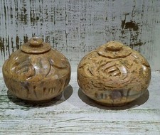 2x Small Vintage Hand Carved