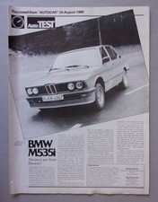 BMW M535i SALOON orig 1980 UK Mkt Road Test Brochure - E28 5 Series M 535i
