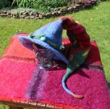 Huge Felted Witch Hat Rainbow Wizard Costume Renaissance Felt Witches Halloween