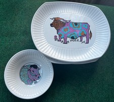 Beefeater Steak Grill Staffordshire English Ironstone Pottery Plates x 9 + bowl