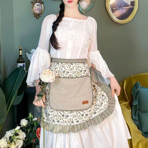 Floral waist apron - floral, pocket