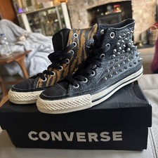 Converse Chuck Taylor High Tops  Leather, Studs and animal print Size 4  RARE
