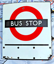 London Transport Original Bus Stop - Double sided enamel sign