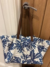NEXT 100% Cotton Blue & White Print Beach / Hobo Tote Shoulder Bag