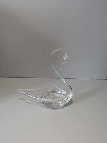 Vintage clear glass swan dish - glass,