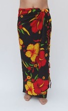 SARONG FLOWER PRINT PAREO SHAWL WRAP COVER UP BEACH DRESS BLACK BRAND NEW/ sa292