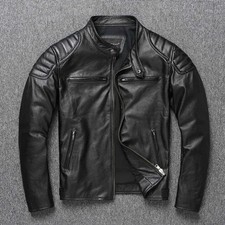 Mens Leather Biker Jacket Slim