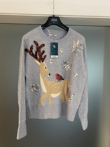 Blue xmas reindeer robin - xmas,