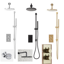 Concealed Shower Mixer Thermostatic Valve 235mm Over Head with Rail Bathroom Set