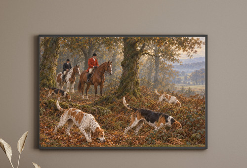 Foxhounds autumn woodland - foxhounds,