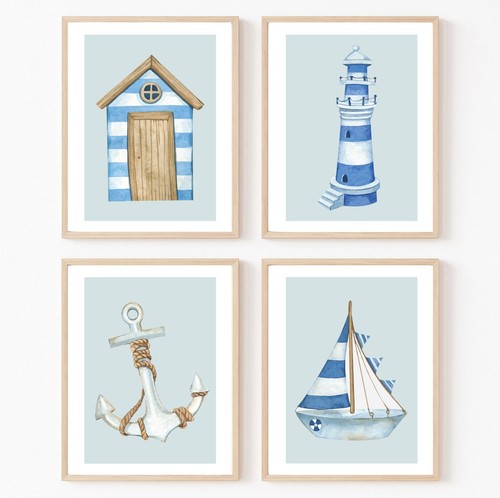 Watercolour beach huts - beach, of