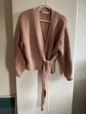 Zara M Knitted Chunky Knit Wrap Cardigan Dusky Pink Ballet Ballerina