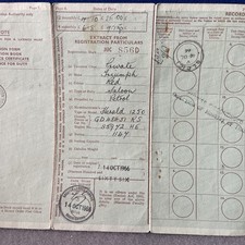 TRIUMPH HERALD 12/50 1966 CLASSIC VINTAGE RF60 LOGBOOK MEMORABILIA