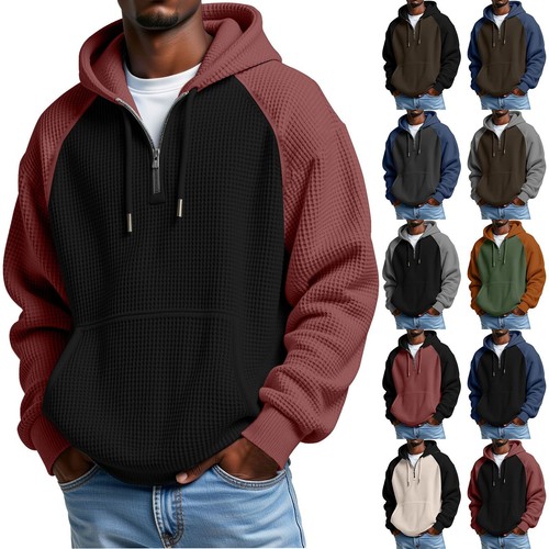 Mens waffle hoodie workout - waffle,