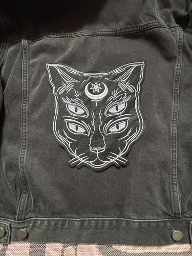 Giant embroidered witchy cat - witchy,