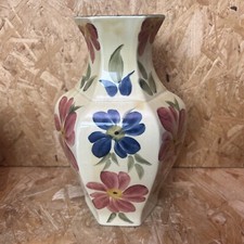 Vintage Siltone Pottery Staffordshire Hand Painted Floral Vase by S.B. 27cm