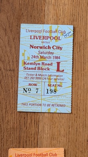 Ticket 1983 liverpool - liverpool, v