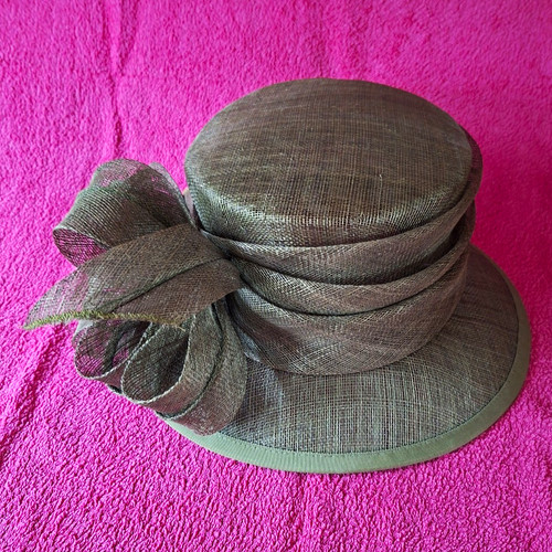 Women green straw - green, cloche
