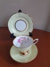 Clare Bone China, Harlequin Trio - Cup Saucer And Plate - Pale Lemon