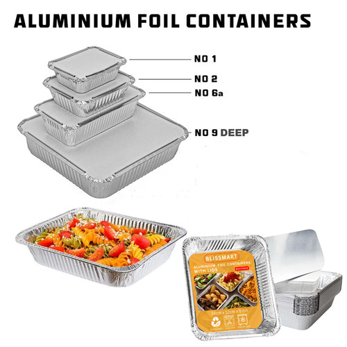 Aluminium foil trays with lids - aluminium,