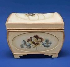 MODERN HAND PAINTED WOODEN CASKET BOX STORAGE FLOWER DESIGN BOW TOP COTTAGECORE
