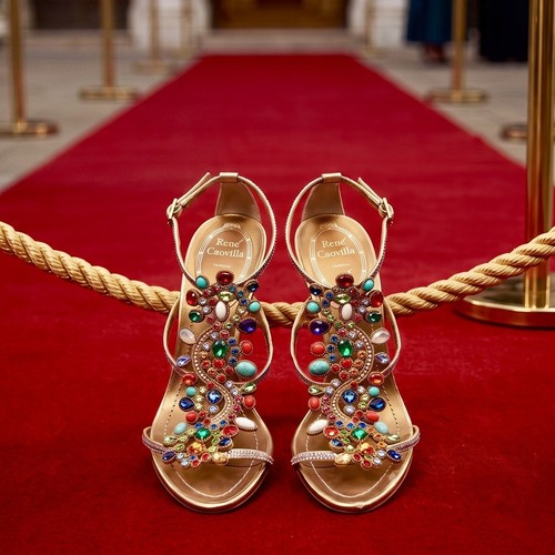 Rene caovilla gold jeweled - caovilla,
