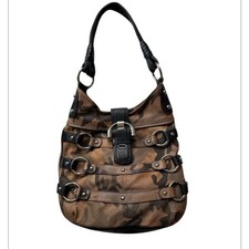 B Makowsky Pebble Leather Camouflage Shoulder Tote Handbag Purse Medium Satchel