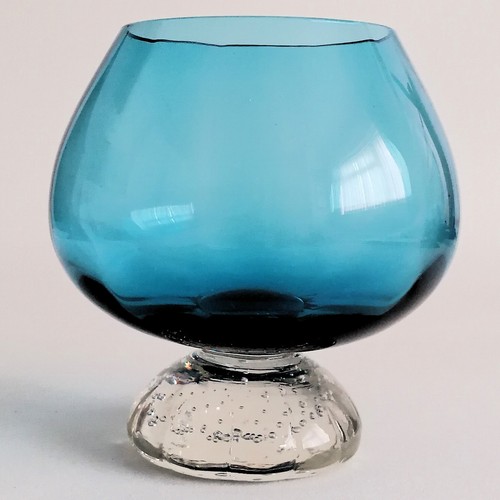 Blue brandy glass vase - glass/vase, bubble