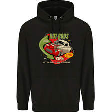 Hot Rods Wild and Free American Classic Cars Mens 80% Cotton Hoodie