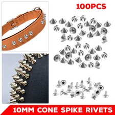 10mm metal silver punk cone - 10mm,