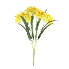 Faux Silk Daffodil Narcissus Spray With Leaves Yellow Orange 52cm/20 Inches