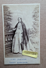 OLD PHOTO CDV WOMAN CLOAK DRESS UMBRELLA NAMED SHELPER BRISTOL PT 659