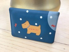 Radley Heritage Dog Blue Leather Folding Card ID Pass Holder