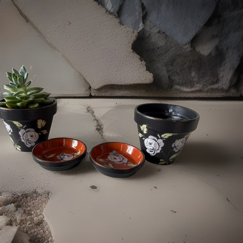 Hand painted black terracotta - hand,