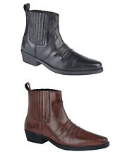 Woodland Mens Leather Gusset Western Cowboy Pull on Chelsea Boots Shoes 6-12