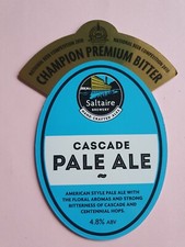 SALTAIRE brewery beer pump clip CASCADE PALE ALE real ale badge front Yorkshire