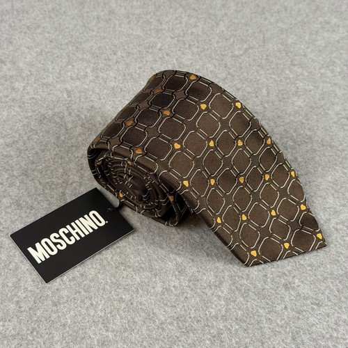 Moschino silk tie - nib, brown