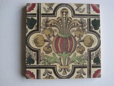 ANTIQUE VICTORIAN 6" SQ. PRINT & TINT TILE - PICKERSGILL & FROST RD 50074 C1886
