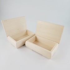 WOODEN JEWELLERY BOXES 19 CM LONG, SET OF TWO, UNPAINTED PERFECT FOR DECOUPAGE
