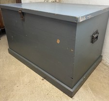 Large Solid Old Pine Storage Trunk Chest / Blanket Box