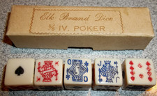 Vintage Elk Brand Poker Dice 5/8" EUC  Original Box Set of 5 Straight FREE SHIP