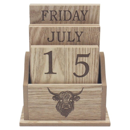 Highland cow wooden calendar - cow,