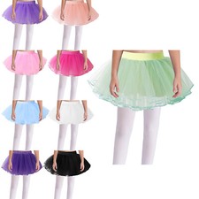 Kids Girl Ballet Tulle Dance Skirt Elastic Waist 4 Layers Tutu Skirts Dancewear