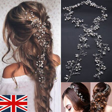 Pearls Wedding Hair-Vine Crystal Bridal Accessories Diamante Headpiece 35cm-50cm