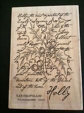Elusive Images XL wood Mounted Stamp Holly Script  Christmas winter card making